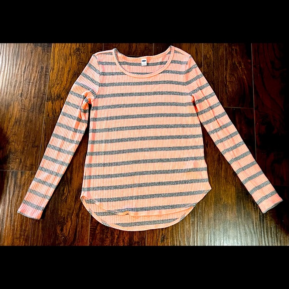 Old Navy Tops - Size Small Old Navy long sleeve( lightweight) striped Gray and coral color top